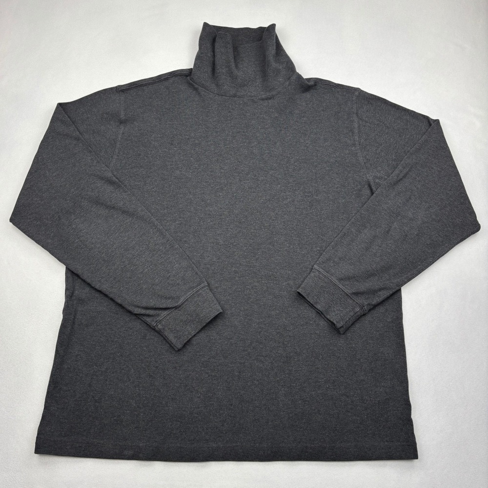 Lands End Mens Medium 38-40 Charcoal Gray Cotton Lycra Turtleneck Shirt 475632